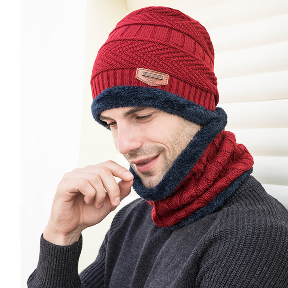 Knitted Wool Hat Scarf Gloves Three-piece Set Winter Knitted Set