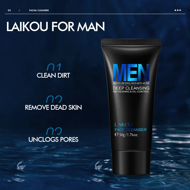 LAIKOU Men Facial Cleanser Face Washing Moisturizing Man Skin Care Oil